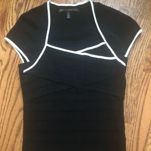 Black and White Cap Sleeved Dress Top